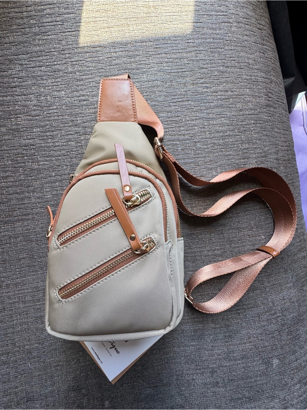 Neutral Beige Crossbody Sling Bag